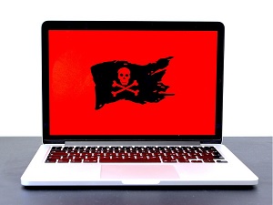 pirate flag on laptop monitor